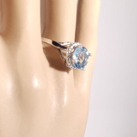Sky Blue Topaz 2 Carats Ring Size 8 - Picture 10 of 11